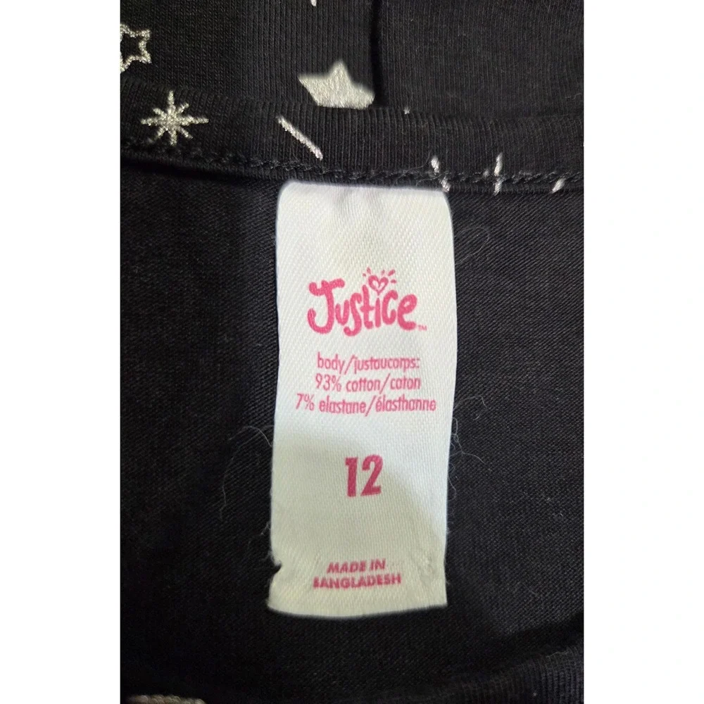 Justice‎ Girls Black Firework Star Print Long Sleeve A-Line Dress Size 12